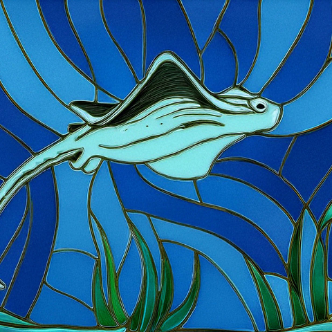 Stained Glass: Blue Sting Ray 500 Jigsaw Puzzle 3D Modell