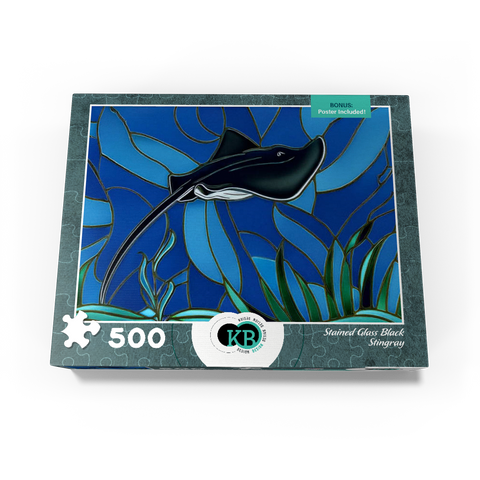 Stained Glass: Black Sting Ray 500 Jigsaw Puzzle box view3