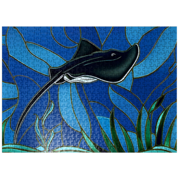 puzzleplate Stained Glass: Black Sting Ray 500 Jigsaw Puzzle