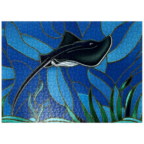 puzzleplate Stained Glass: Black Sting Ray 500 Jigsaw Puzzle