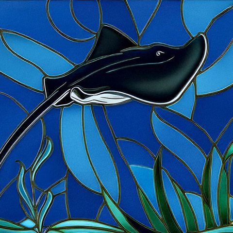 Stained Glass: Black Sting Ray 500 Jigsaw Puzzle 3D Modell