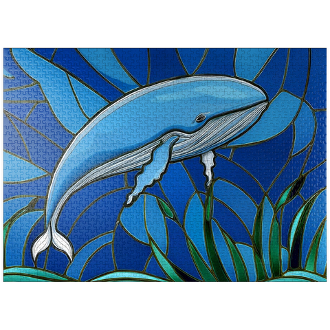puzzleplate Stained Glass: Blue Whale 1000 Jigsaw Puzzle