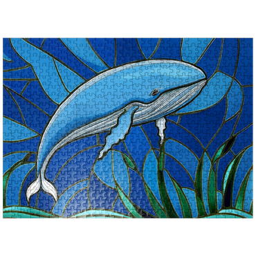 puzzleplate Stained Glass: Blue Whale 500 Jigsaw Puzzle