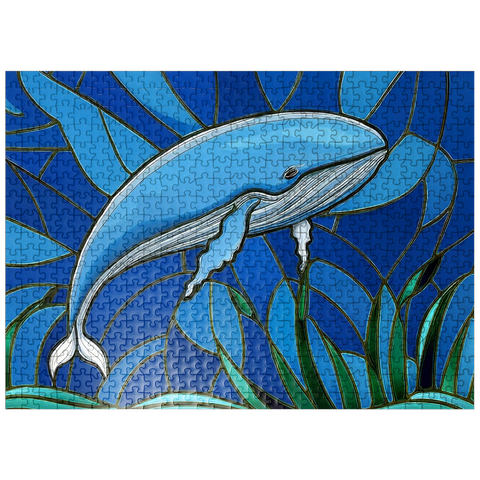 puzzleplate Stained Glass: Blue Whale 500 Jigsaw Puzzle