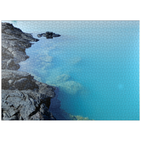 puzzleplate Hawaii, The Big Island: Aqua Shallows, Lava Rock Shoreline 1000 Jigsaw Puzzle