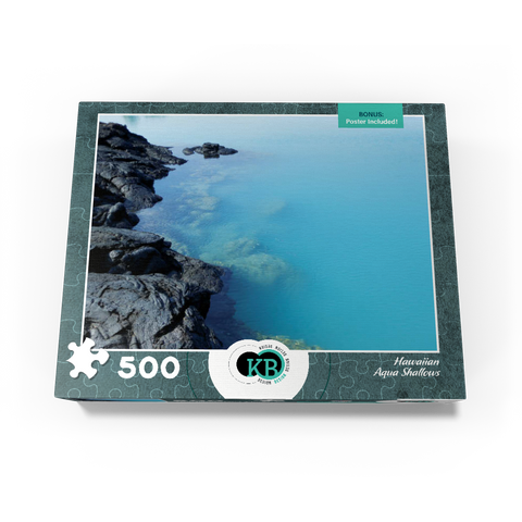 Hawaii, The Big Island: Aqua Shallows, Lava Rock Shoreline 500 Jigsaw Puzzle box view3