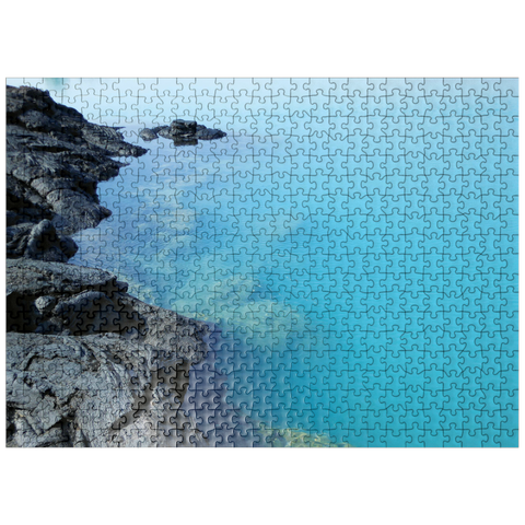 puzzleplate Hawaii, The Big Island: Aqua Shallows, Lava Rock Shoreline 500 Jigsaw Puzzle