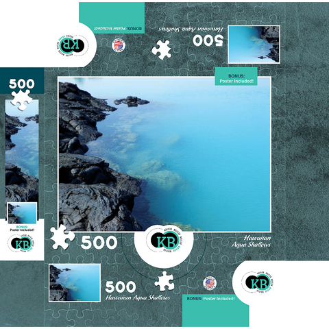 Hawaii, The Big Island: Aqua Shallows, Lava Rock Shoreline 500 Jigsaw Puzzle box 3D Modell