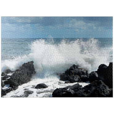 puzzleplate Hawaii, The Big Island: Waves Crashing Over Rocks 1000 Jigsaw Puzzle