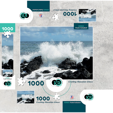 Hawaii, The Big Island: Waves Crashing Over Rocks 1000 Jigsaw Puzzle box 3D Modell