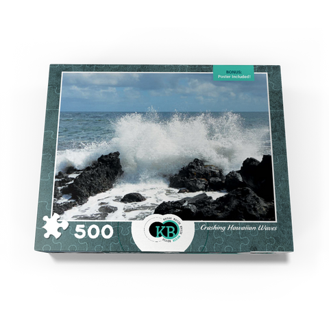 Hawaii, The Big Island: Waves Crashing Over Rocks 500 Jigsaw Puzzle box view3