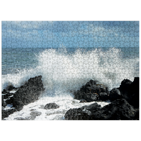 puzzleplate Hawaii, The Big Island: Waves Crashing Over Rocks 500 Jigsaw Puzzle