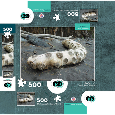 Hawaii, The Big Island: Driftwood, Black Sand Beach 500 Jigsaw Puzzle box 3D Modell