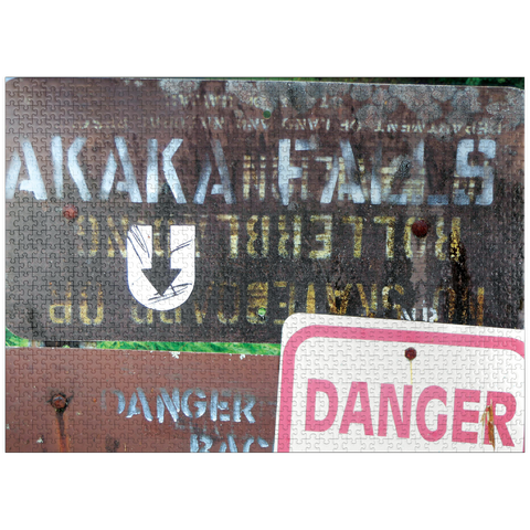 puzzleplate Hawaii, The Big Island: Waterfall Trail Signage 1000 Jigsaw Puzzle