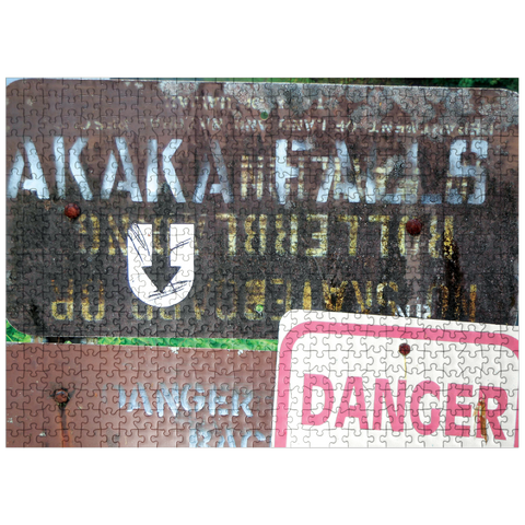 puzzleplate Hawaii, The Big Island: Waterfall Trail Signage 500 Jigsaw Puzzle