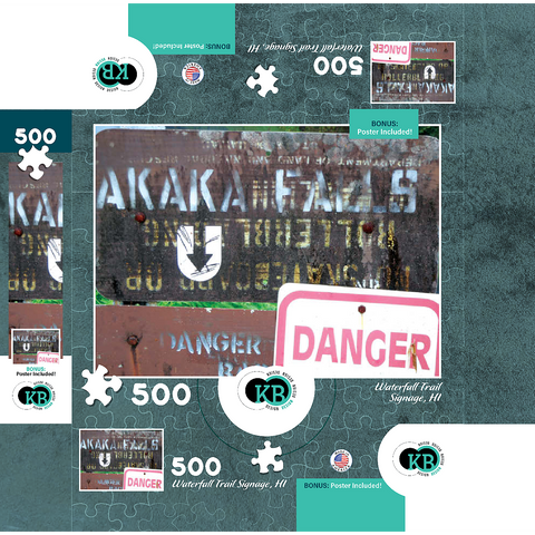 Hawaii, The Big Island: Waterfall Trail Signage 500 Jigsaw Puzzle box 3D Modell