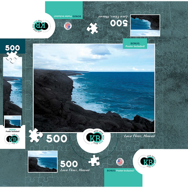 Hawaii, The Big Island: Lava Flow Shoreline 500 Jigsaw Puzzle box 3D Modell