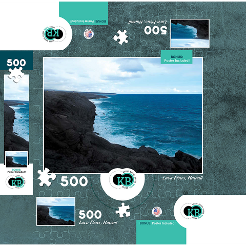 Hawaii, The Big Island: Lava Flow Shoreline 500 Jigsaw Puzzle box 3D Modell