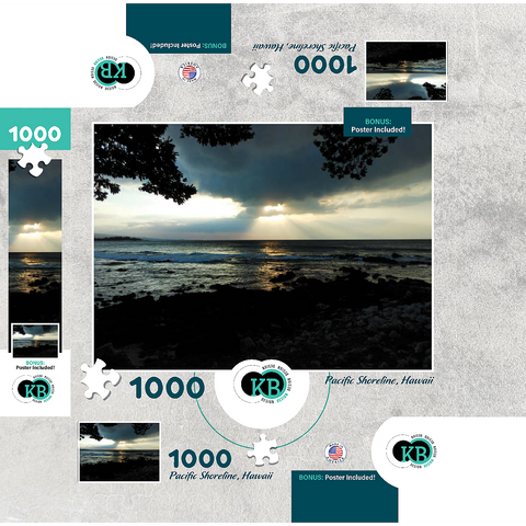 Hawaii, The Big Island: Pacific Shoreline Sunset 1000 Jigsaw Puzzle box 3D Modell
