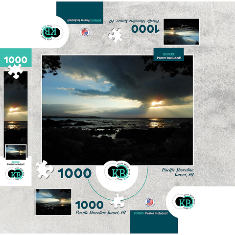Hawaii, The Big Island: Sunset on the Pacific Shoreline 1000 Jigsaw Puzzle box 3D Modell