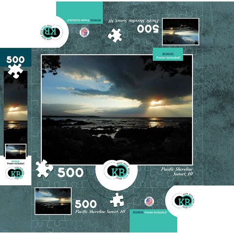 Hawaii, The Big Island: Sunset on the Pacific Shoreline 500 Jigsaw Puzzle box 3D Modell