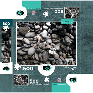 Hawaii, The Big Island: Pebbled Shoreline 500 Jigsaw Puzzle box 3D Modell