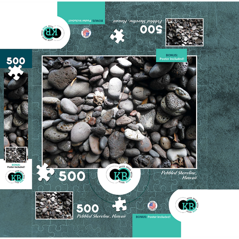 Hawaii, The Big Island: Pebbled Shoreline 500 Jigsaw Puzzle box 3D Modell