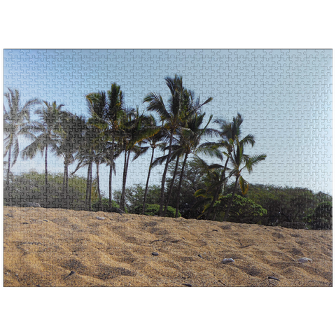 puzzleplate Hawaii, The Big Island: Sandy Beach Palm Trees 1000 Jigsaw Puzzle