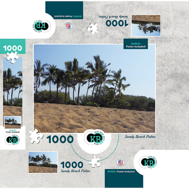 Hawaii, The Big Island: Sandy Beach Palm Trees 1000 Jigsaw Puzzle box 3D Modell