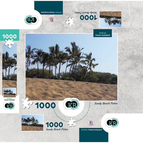 Hawaii, The Big Island: Sandy Beach Palm Trees 1000 Jigsaw Puzzle box 3D Modell