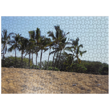 puzzleplate Hawaii, The Big Island: Sandy Beach Palm Trees 500 Jigsaw Puzzle