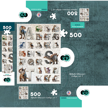 Illustration Collage: Dinosaur Alphabet, vol.1 500 Jigsaw Puzzle box 3D Modell