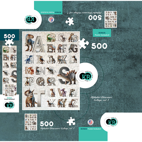 Illustration Collage: Dinosaur Alphabet, vol.1 500 Jigsaw Puzzle box 3D Modell