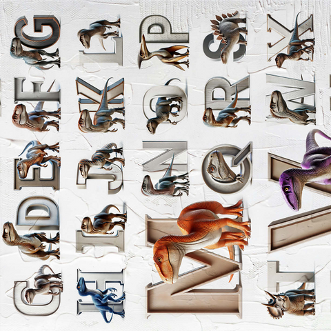 Illustration Collage: Dinosaur Alphabet, vol.2 1000 Jigsaw Puzzle 3D Modell