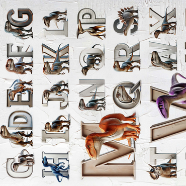 Illustration Collage: Dinosaur Alphabet, vol.2 500 Jigsaw Puzzle 3D Modell