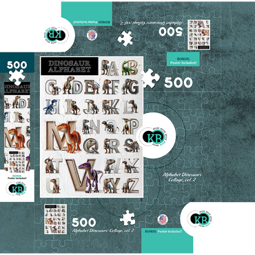 Illustration Collage: Dinosaur Alphabet, vol.2 500 Jigsaw Puzzle box 3D Modell