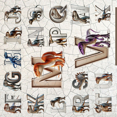 Illustration Collage: Dinosaur Alphabet, vol.3 500 Jigsaw Puzzle 3D Modell