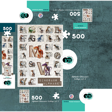 Illustration Collage: Dinosaur Alphabet, vol.3 500 Jigsaw Puzzle box 3D Modell