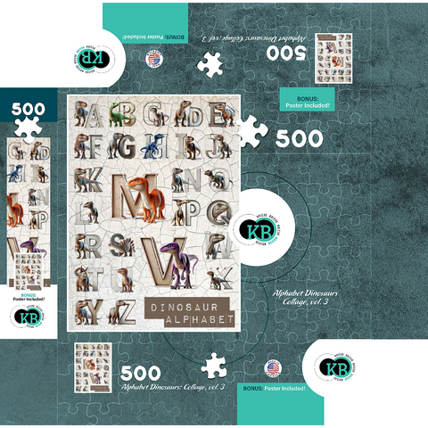 Illustration Collage: Dinosaur Alphabet, vol.3 500 Jigsaw Puzzle box 3D Modell