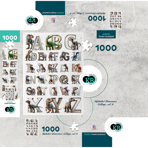 Illustration Collage: Dinosaur Alphabet, vol.4 1000 Jigsaw Puzzle box 3D Modell