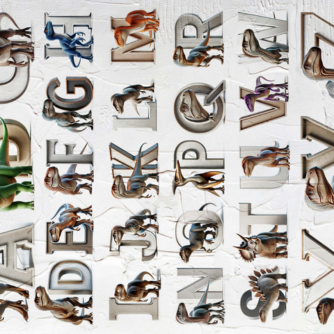Illustration Collage: Dinosaur Alphabet, vol.4 500 Jigsaw Puzzle 3D Modell