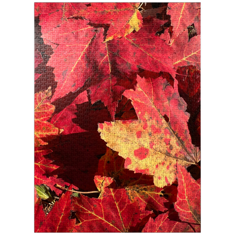 puzzleplate Macro Photography: Red Fall Leaves, no.2 1000 Jigsaw Puzzle
