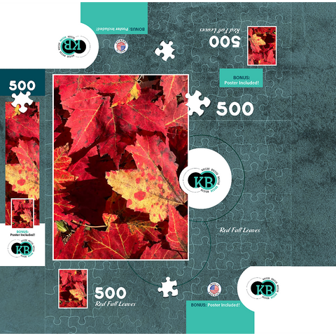 Macro Photography: Red Fall Leaves, no.2 500 Jigsaw Puzzle box 3D Modell