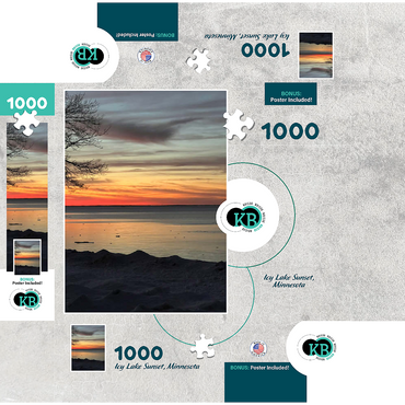 Nature Photography: Icy Lake Sunset, Minnesota 1000 Jigsaw Puzzle box 3D Modell