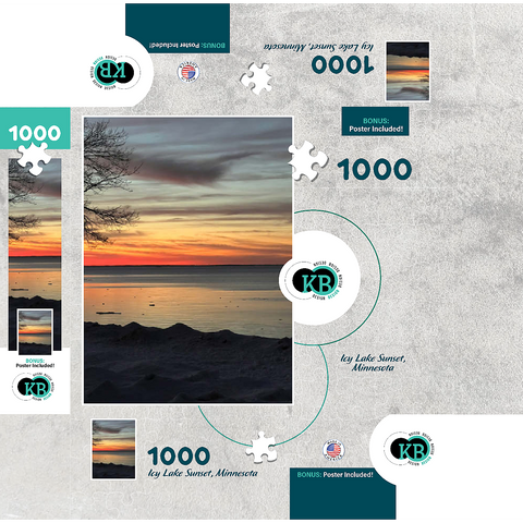 Nature Photography: Icy Lake Sunset, Minnesota 1000 Jigsaw Puzzle box 3D Modell