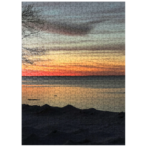 puzzleplate Nature Photography: Icy Lake Sunset, Minnesota 500 Jigsaw Puzzle
