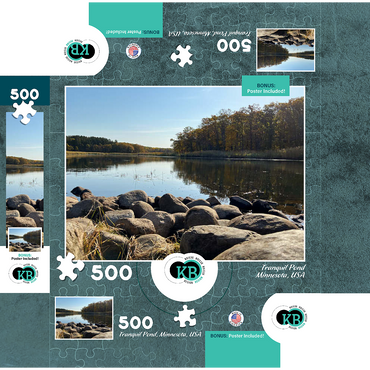 Nature Photography: Tranquil Pond, Minnesota, USA 500 Jigsaw Puzzle box 3D Modell