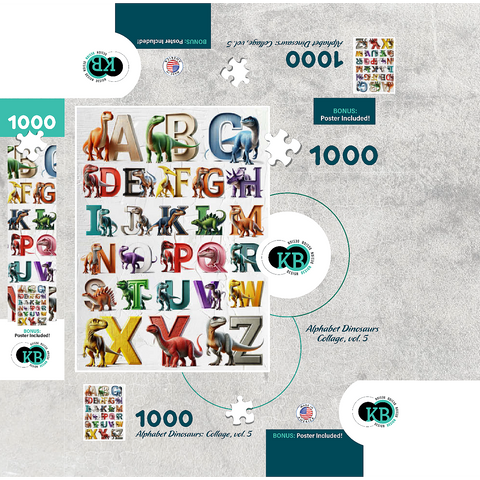 Illustration Collage: Dinosaur Alphabet, vol.5 1000 Jigsaw Puzzle box 3D Modell