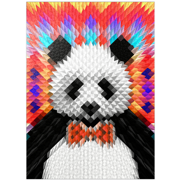 puzzleplate Colorful Geometric Panda with Vibrant Pattern 1000 Jigsaw Puzzle