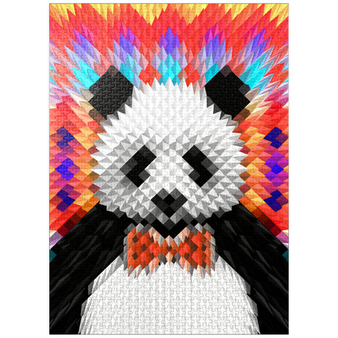 puzzleplate Colorful Geometric Panda with Vibrant Pattern 1000 Jigsaw Puzzle